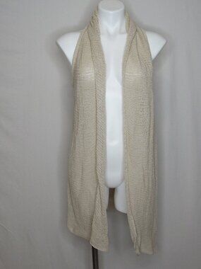 CAbi Ivory Cream Linen Blend Sweater Vest Long Women's M Medium